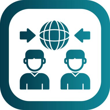 küresel ağ simgesi. vektör biçimi iki renkli düz simge, yuvarlak açılar, yumuşak mavi renkler, beyaz arkaplan.