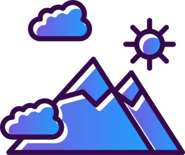 Dağ doğa ikonu, ana hatlarıyla doldurulmuş.