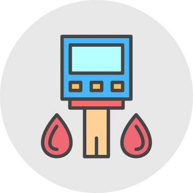 glucometer web simgesi, vektör illüstrasyonu