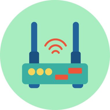 Wifi Yönlendirici Düz Çember Vektör Simgesi Tasarımı