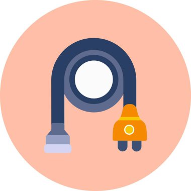 Uzantı Kordonu Düz Çember Vektör Simgesi Tasarımı