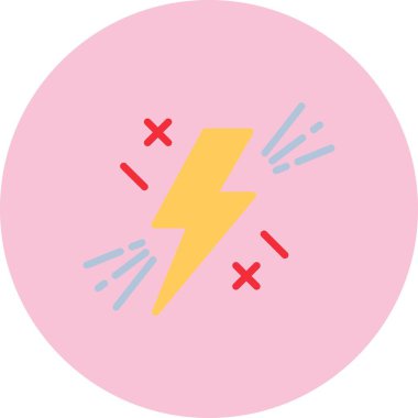 Şimşek Düz Çember Vektör Simgesi Tasarımı