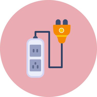 Güç Şeridi Düz Çember Vektör Simgesi Tasarımı