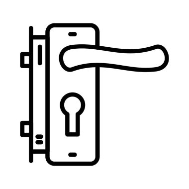 Door Handle and Lock Vector Icon Design