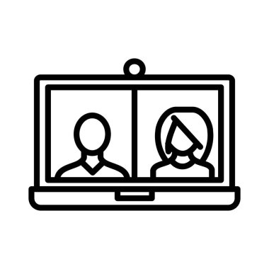 Konferans Video Çağrı Vektör Simgesi Tasarımı