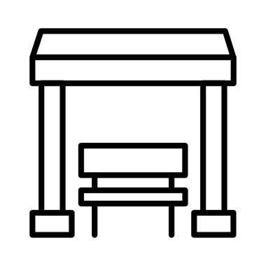 Otobüs İstasyonu Vektör Simgesi Tasarımı