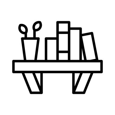 Kitap Rafı Vektör Simgesi Tasarımı