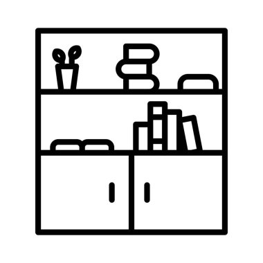 Kitap Rafı Vektör Simgesi Tasarımı