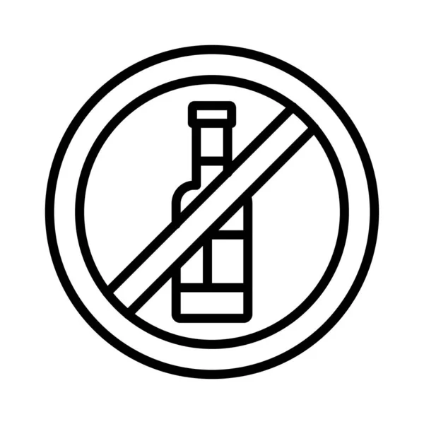 Nessun Disegno Icone Vettoriali Alcol — Vettoriale Stock