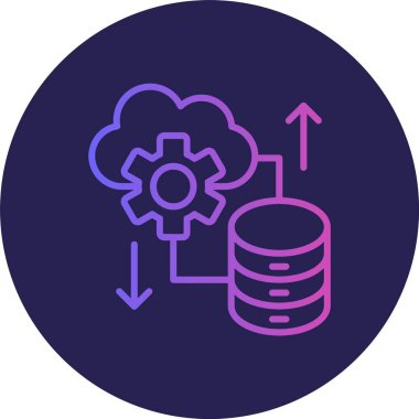 Bulut Veritabanı Satırı Gradyan Çemberi Simgesi