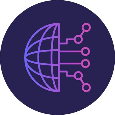 Küreselleşme Çizgisi Gradyan Çemberi Simgesi