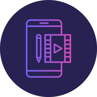 Video Düzenleme Satırı Gradyan Çemberi Simgesi