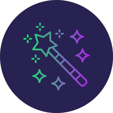 Sihirli Değnek Çizgisi Gradyan Çemberi Simgesi