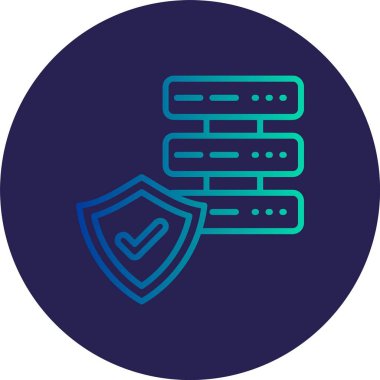 Veritabanı Güvenlik Hattı Gradyan Çemberi Simgesi