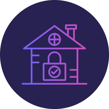 Ev Güvenlik Hattı Gradyan Çemberi Simgesi