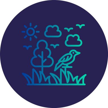 Orman Çizgisi Gradyan Çemberi Simgesi