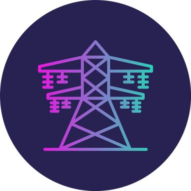 Enerji Kulesi Çizgisi Gradyan Çemberi Simgesi