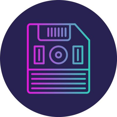 Disket Çizgisi Gradyan Çemberi Simgesi