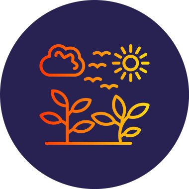 Bitkiler Çizgisi Gradyan Çemberi Simgesi