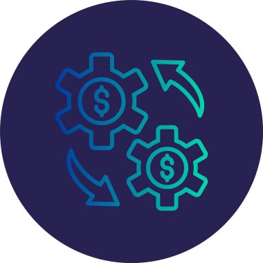 Para Yönetimi Satırı Gradyan Çemberi Simgesi