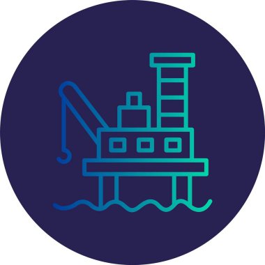 Yağ Platformu Çizgisi Gradyan Çemberi Simgesi