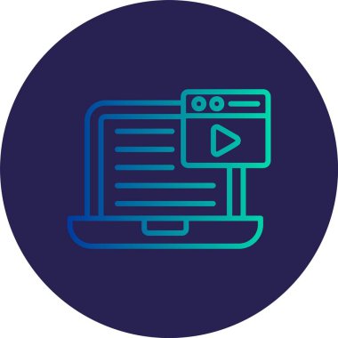 Video Web Sitesi Satırı Gradyan Çemberi Simgesi