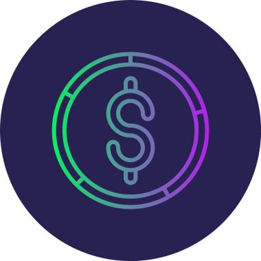 Bozuk Para Çizgisi Gradyan Çemberi Simgesi