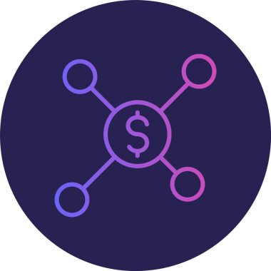 Finans Bağlantısı Satırı Gradyan Çemberi Simgesi