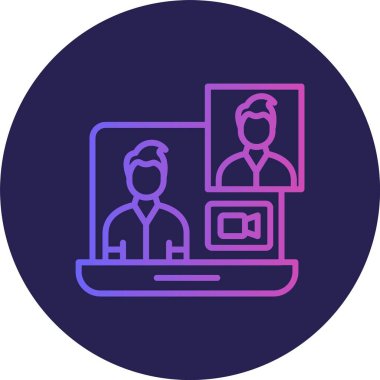 Videocall Satır Gradyan Çemberi Simgesi