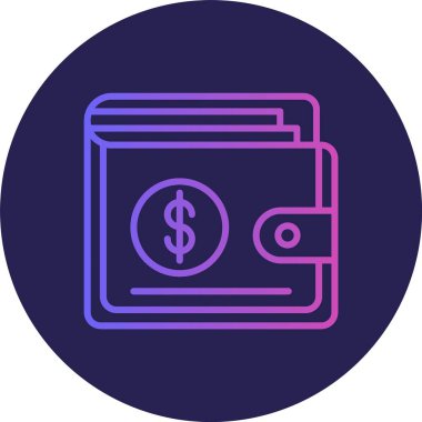 Cüzdan Çizgisi Gradyan Çemberi Simgesi