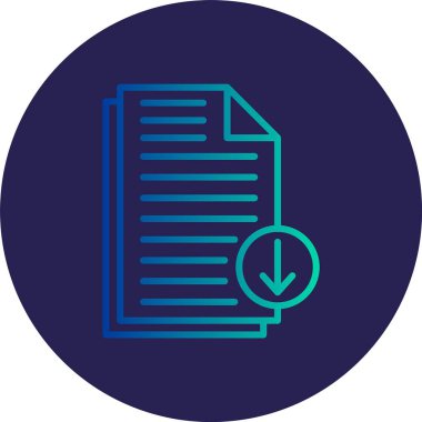 Dosya İndirme Satırı Gradyan Çemberi Simgesi