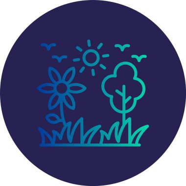 Çimen Çizgisi Gradyan Çemberi Simgesi