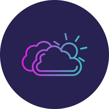 Bulutlu Gün Çizgisi Gradyan Çemberi Simgesi