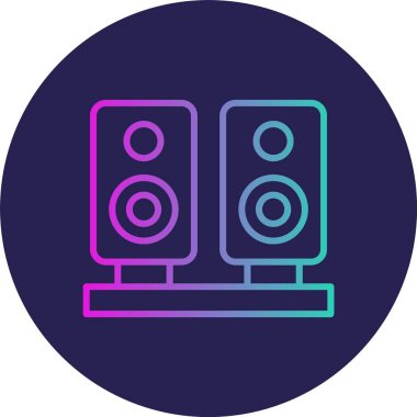 Hoparlörler Çizgisi Gradyan Çemberi Simgesi