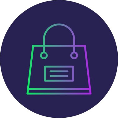 Alışveriş Torbası Çizgisi Gradyan Çemberi Simgesi