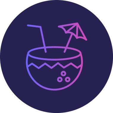 Hindistan cevizi İçeceği Çizgisi Gradyan Çemberi Simgesi