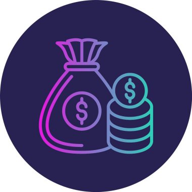 Para Çantası Satırı Gradyan Çemberi Simgesi