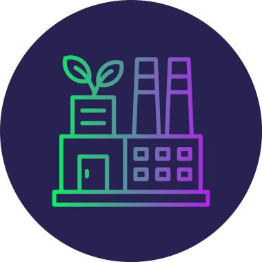 Yeşil Fabrika Çizgisi Gradyan Çemberi Simgesi