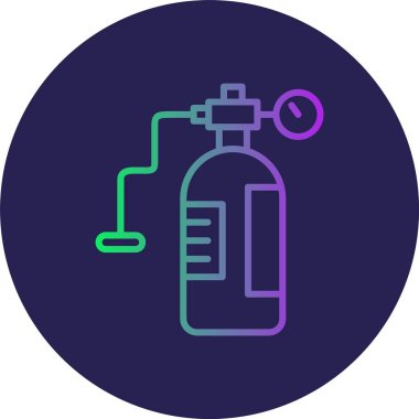 Oksijen Tankı Hattı Gradyan Çemberi Simgesi