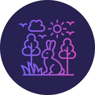 Tavşan Çizgisi Gradyan Çemberi Simgesi