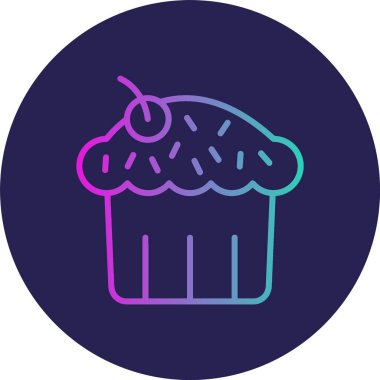 Cupcake Çizgisi Gradyan Çemberi Simgesi