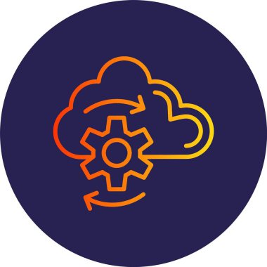 Bulut İşleme Satırı Gradyan Çemberi Simgesi