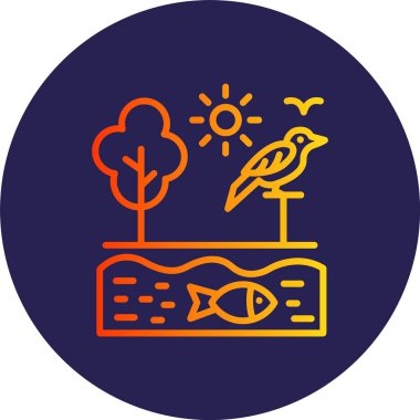 Ekosistem Çizgisi Gradyan Çemberi Simgesi