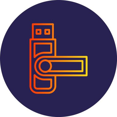 Pendrive Satır Gradyan Çemberi Simgesi