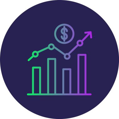 Ekonomi Çizgisi Gradyan Çemberi Simgesi
