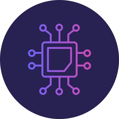 İşlemci Satırı Gradyan Çemberi Simgesi