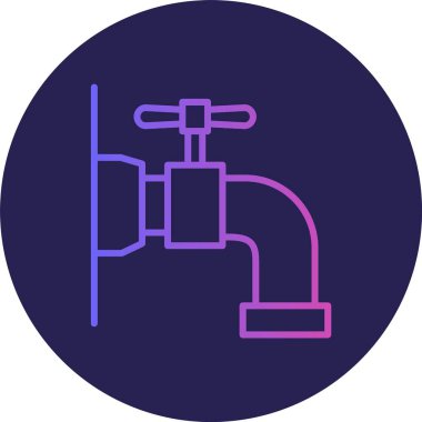 Su Musluğu Çizgisi Gradyan Çemberi Simgesi