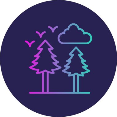 Orman Çizgisi Gradyan Çemberi Simgesi