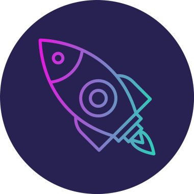 Roket Çizgisi Gradyan Çemberi Simgesi