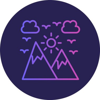 Günbatımı Çizgisi Gradyan Çemberi Simgesi